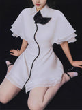 Fongt Temperament Lotus Leafy Skirt In Autumn 2025 New Collar Three-Dimensional Flowers Slimming Dress Women's