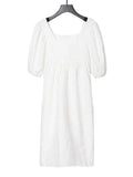 Fongt Wind Dress Woman 2025 Spring New Sweet And Simple Bling Solid Color Bubble Bubble Sleeve Short