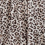 Leopard Summer Dress Women Pocket Short Puff Sleeve Tie Back Vintage Party Robe Babydoll Sexy Mini Female Clothing