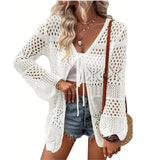 Fongt Beach Knitted Jersey In Summer 2025 Sexy Solid Color Knitted Beach Swimwear Shirt Sunscreen Cardigan