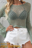 Women Wool Knitwear Solid Color Mesh Round-Neck Long Sleeve Knitted Pullover Tops For Ladies 5 Colors Beachwear Bikini Cover