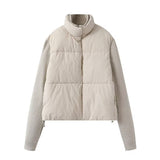 Fongt New Women's Fashion Splicing Long Sleeve Warm Cotton Jacket Jacket