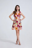Fongt High-End Heavy Industry Embroidery Flowers Waist Thin Sling Dress Female Elegant Dress Woman
