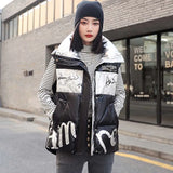 Down Vest Jacket Women Autumn Winter Patchwork Letter Print Stand Collar White Duck Down Waistcoat Lady Outerwear Tank