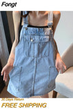 Women Retro Denim Summer Suspender Loose Oversize Overall Female Casual Stylish Solid All-match Preppy Ulzzang