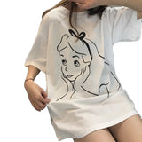 Fongt Summer New Korean Print Long Short Sleeve T-Shirt Women's Loose Shirt