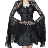 Temperament Dark Jacket Female Sexy Thin Cos Horn Sleeve Lace Cardigan-Outfit