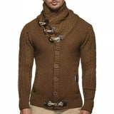 Fongt And Winter Men's Slim High Neck Single Breasted Cardigan Plus-Size Long Sleeve Knit Sweater Men's