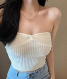 Fongt Summer New Design Sexy Chest Cross-Temper Sexy Knotted Broth Knitting