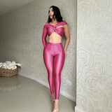 Fongt With D24ST482 New Sexy Cross-Sleeve Ultra-Sleeved Short Top Trousers Two