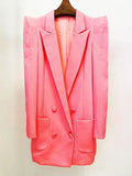 QUALITY Newest Fashion 2023 Designer Jacket Women Peak Strong Shoulder Double Breasted Long Blazer