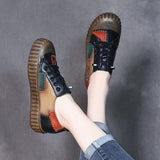 Genuine Cow Leather Handmade Women Sneakers Casual Flat Ladies Shoes Fashion Breathable Comfort Women's Flat