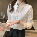 Fongt Long-Sleeved Vertiny Shirt In Autumn 2025 Female OL Commuting Leisure Thin Simple Gloss Temperament Shirt
