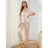 Fongt Female Summer Thin Ice Silk Short-Sleeved Shirt Trousers Two-Piece Home Suit OZON-Outfit