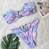 Fongt 2023 Sexy Bikini Leopard Print High Waist Swimsuit Metal Accessories Women's