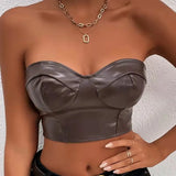 Fongt Batch Of New Solid Color Bright Face Skin Wrapped Chest Short Crop Women's Small Vest Woman-Outfit