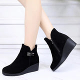 2021 Genuine Leather Warm Winter Boots Shoes Women Ankle Boots Female Wedges Boots Women Boot Platform