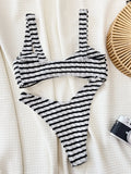 Fongt Single Swimsuit Ladies Split Swimsuit Black And White Contrast Sexy Bikini D633WY-Outfit