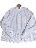 Fongt Design Lace Spliced White Shirt Women's Spring And Autumn And Winter Fat Mm Loose Thin Inside Stacked Clothes