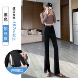 Fongt Thigh Pants Women's Summer Thin Ice Silk High Waist Thin Feeling Small Open Casual Suit Trumpet Pants