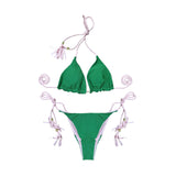 Fongt Female Hot Girl Bikini Split Sexy Triangle Double Sided Collision Color Beach Bikini Swimsuit Three Point