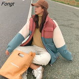 Jacket Women 2023 Color Matching Cotton Clothes Winter Loose Cotton Jacket Coat Demi-season Jacket for Women Winter