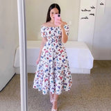 Fongt Spring And Summer New Women's Dress Prints The Shoulder Dress A Word Shoulder Fashion Swing