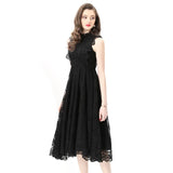 Fongt Retro Romantic Atmosphere Feel Sleeveless Dress Women's Lace Mesh Design Super Fairy Temperament Long Dress