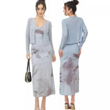 High-End Fishtail Dress Set For Women In 2024 Autumn New Style Slim Halter Dress + Cardigan-Outfit