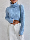 Fongt Autumn And Winter New Women's High-Neck Long-Sleeved Sleeve Thighs Short Sweater