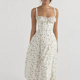 Fongt Women's New Broken Flower Collar Sexy Open Fork Spring Dress Women