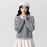 Fongt Turtleneck Sweater Women's New Winter Splicing Knitted Jersey Loose Design Top