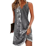 Fongt Summer Wish Casual Wind A-Shaped Dress Sleeveless Vest V-Neck Dress Woman