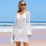 Fongt New Beach Shirt Solid Color Knitted Flouse Beach Bikini Swimwear Shirt Sunscreen