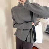 Fongt Women's Autumn And Winter Half-High Collar Long-Sleeved Sweater 2025 High-Collar Thick Wool Knitted Bottom Coat