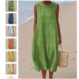 Fongt And Summer 2025 New Sleeveless Casual Print Temperament Dress Dress Body Small Fresh Casual Dress