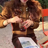 Version Round Neck Sweater Sweater Female College Style Autumn And Winter New Gentle Series Cardigan Outer Cover Tide-Outfit