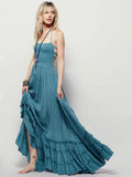 Backless Bohemian Beach Maxi Cotton Dress