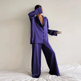 European and American women's home clothes long-sleeved suit imitation silk shirt thin trousers two-piece pajamas women-Outfit