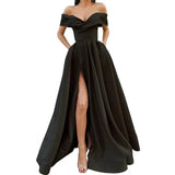 Fongt 2025 New Party Evening Dress Word Shoulder-Singing Noodles Long Overseas Warehouse