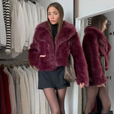 Fongt Women's Clothing Explosion Fashion Elegant Collar Collar Coat Imitation Fur Coat