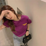 Fongt Print Short-Sleeve T-Shirt Women's Summer 2024 New Korean Version Design Sense Loose Show Thin Student Top