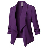 Wise Hot Style Slim Long Sleeve Pleated Suit Collar Solid Color Versatile Small Suit Jacket Size 10-Outfit