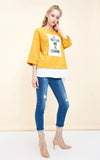 Letter Print Drawstring Hemline Spliced