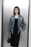 Fongt Spring Autumn Explosion Of Denim Nails Hanb, The Collection Of V-Neck Loose Denim Jacket Bf Fashion Women's Top