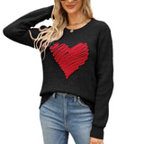 Fongt Autumn And Winter Loose Love Embroidery Round Collar Long-Sleeved Knitted Sweater Woman