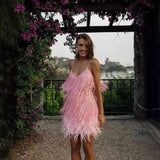 Fongt Lysing Shiny Birthday Party Feather Splicing Dress Dress Dress