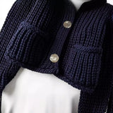 Fongt New Coarse Needle Buckle Dress Short Knitted Coat 5802001
