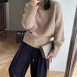 Fongt Version Sweater Female Qiu Dong Loose Wear 2024 New Versatile Lazy Wind Knit Bottom Shirt Jacket-Outfit