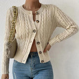 Fongt Autumn Sweater Women's Large Size Mahjong Collar Collar Cardigan Long-Sleeved Coat
